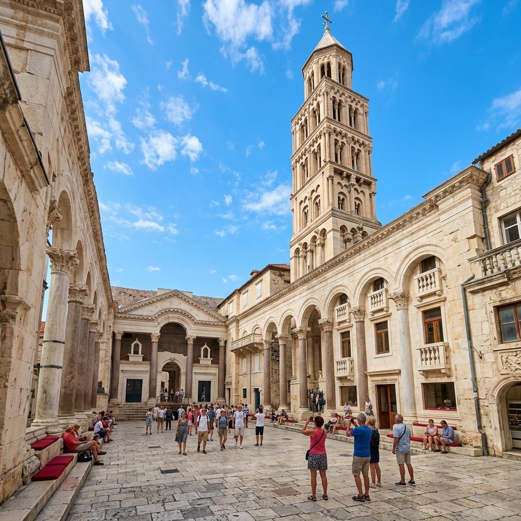 Diocletian's Palace peristyle in Split with Roman columns